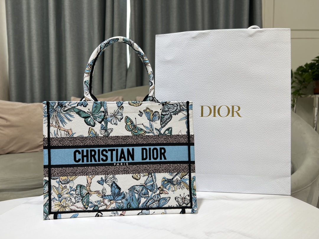 [TOP] Christian Dior Butterfly Embroidery Pattern Tote Handbags 21.5cm/36cm - 2 Sizes