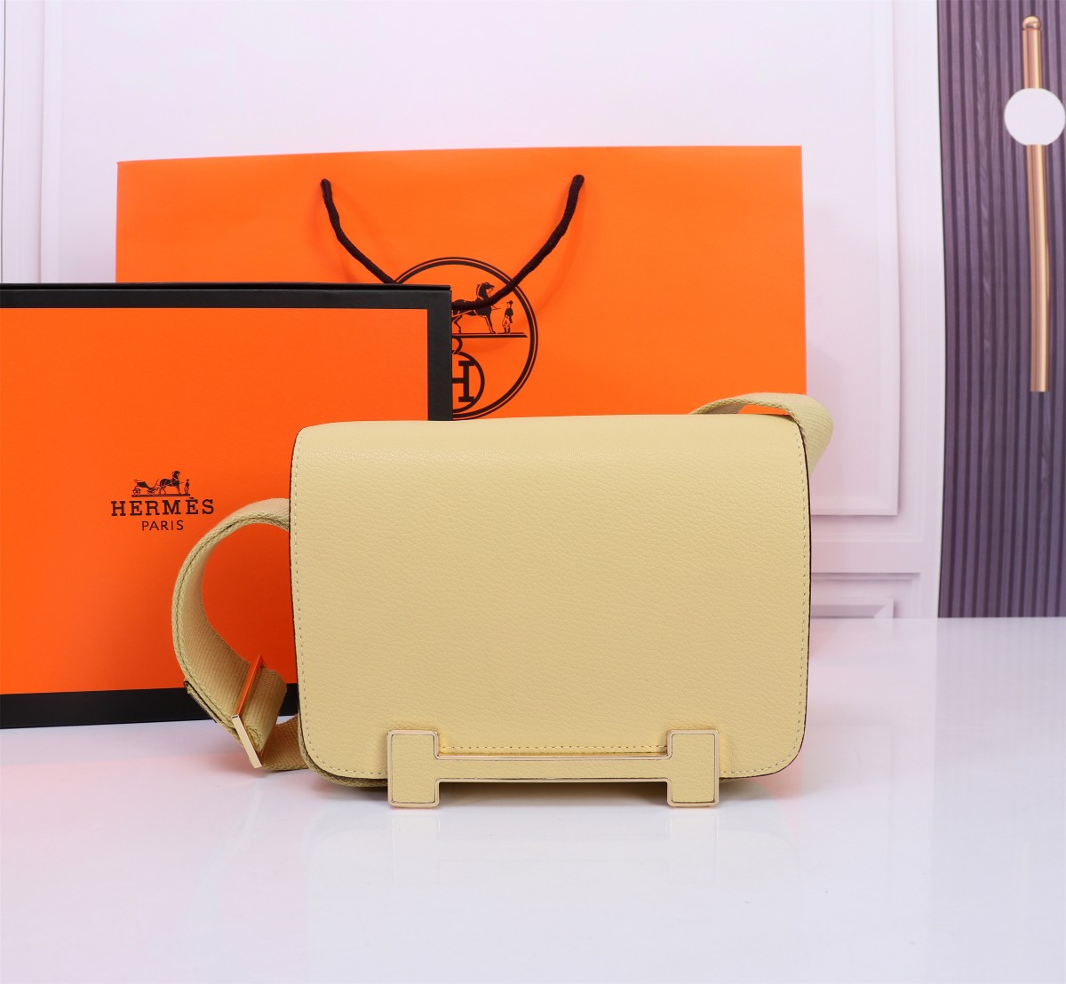 [TOP] HERMES Chevre Leather Geta Bag/Small Square Bag 20cm - 12 Colors