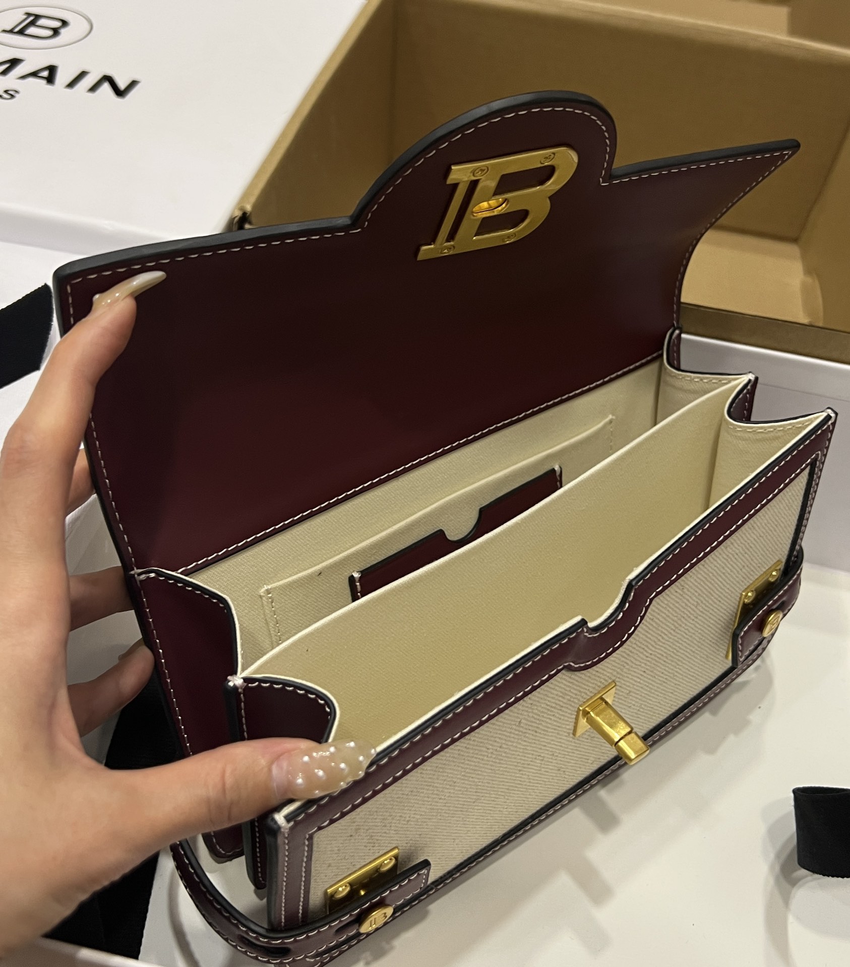 [TOP] Balmain Cowhide And Canvas Bag 23 CM