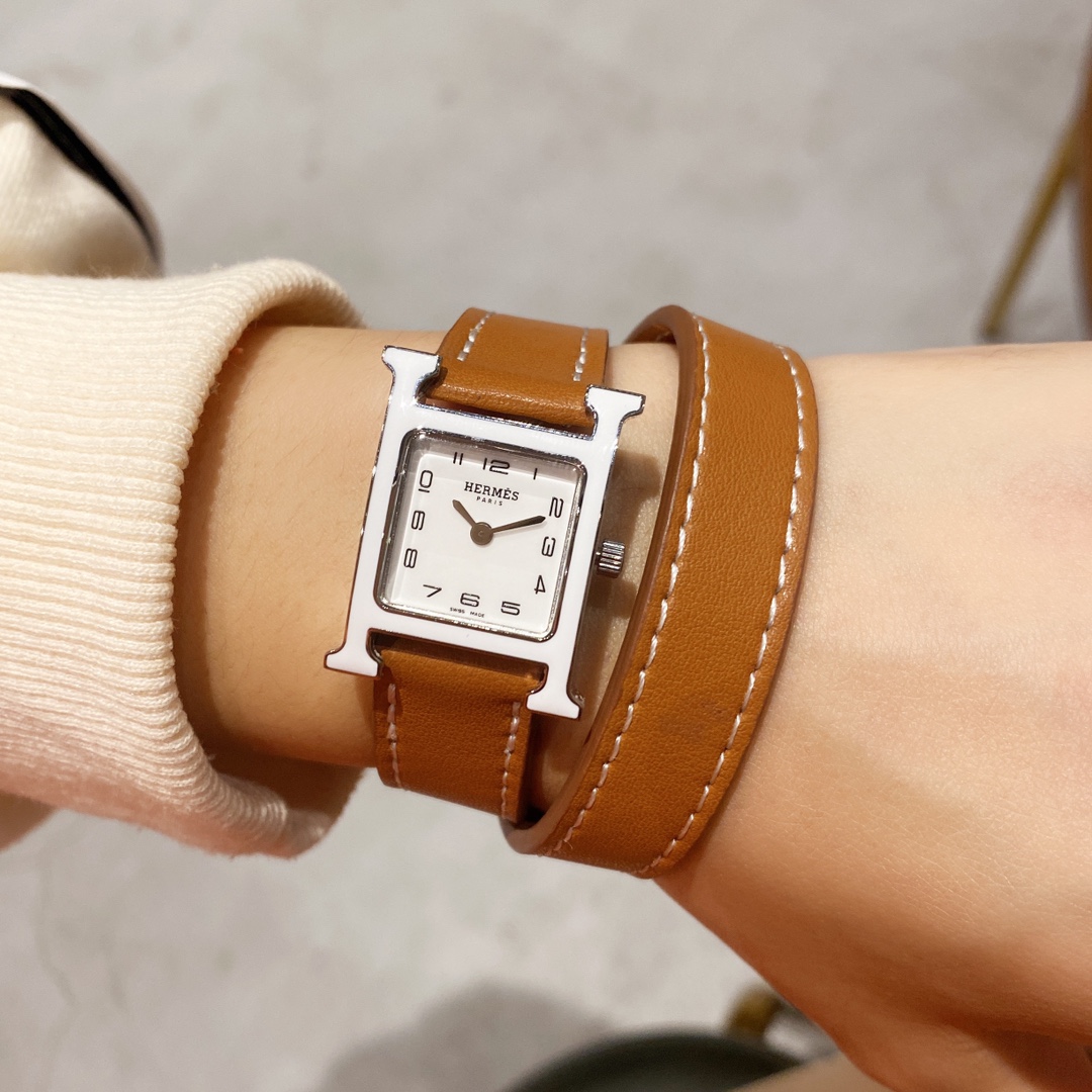 [TOP] HERMES Emma City H Series Enamel Ring  Watch 21mm - 7 Colors