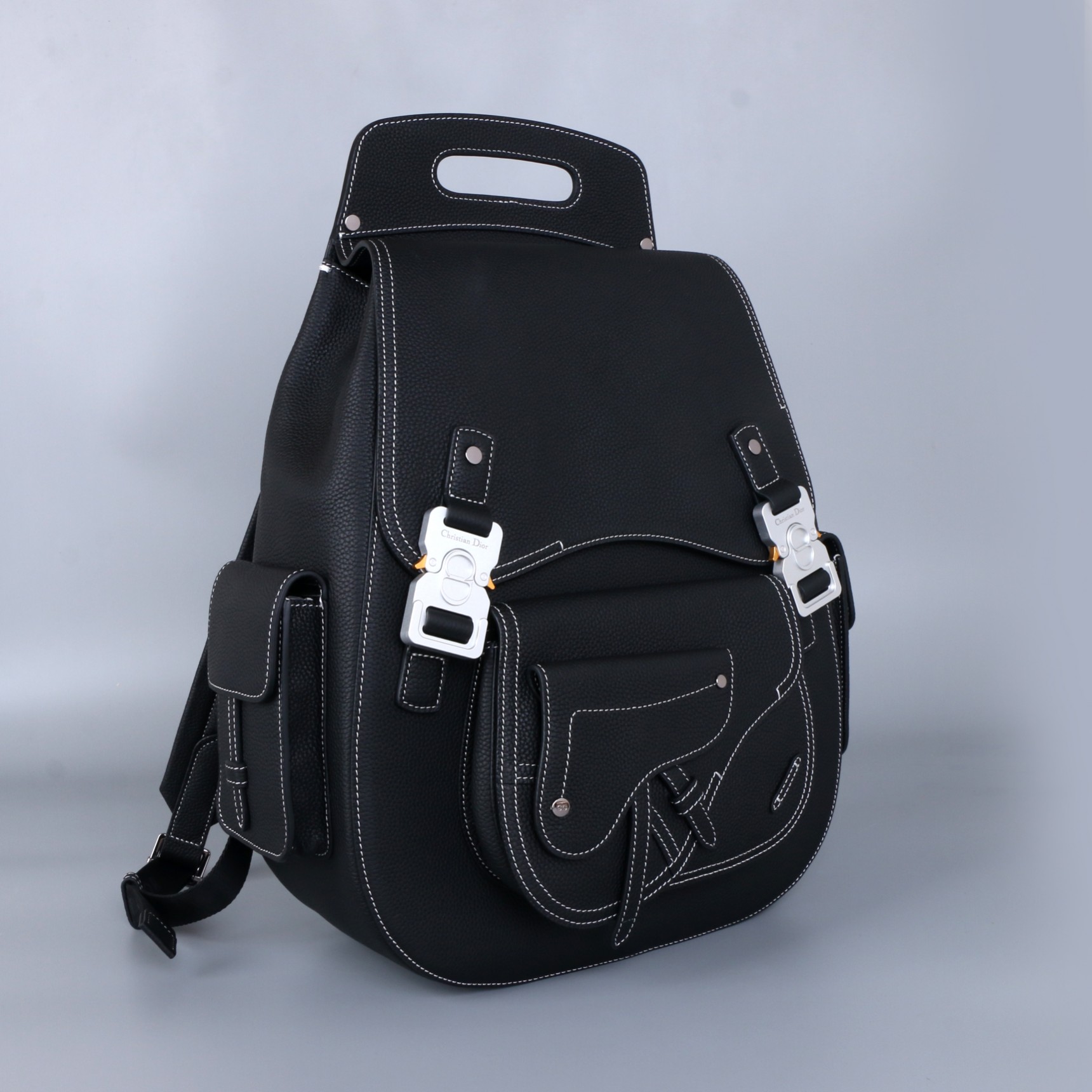 [TOP] Christian Dior Granular Texture Cowhide Backpack - 37×44×16cm - Black