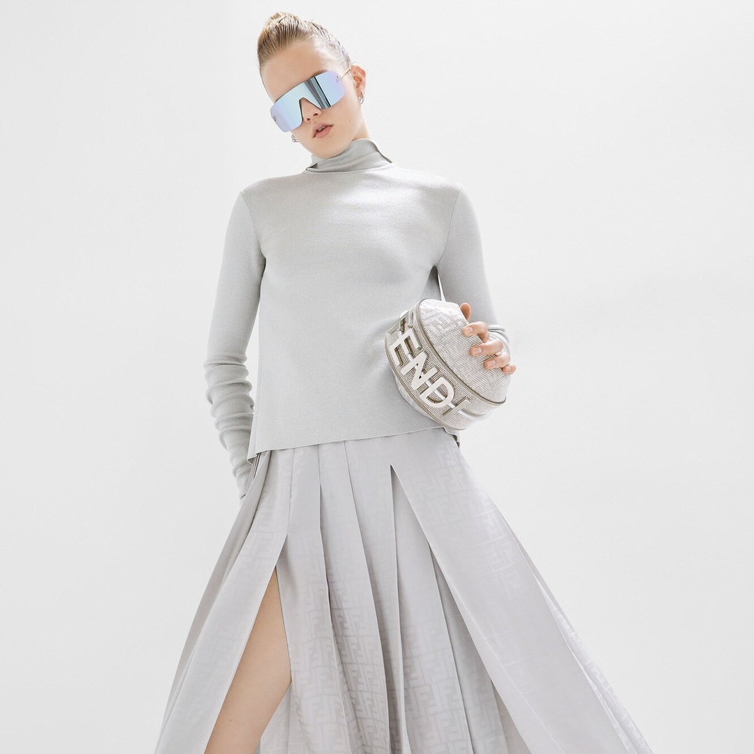 [TOP] FENDI Diamond Fendigraphy Bags - 20x7.5x13cm - Silvery&SHW