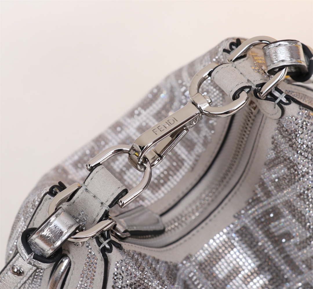 [TOP] FENDI Diamond Fendigraphy Bags - 20x7.5x13cm - Silvery&SHW