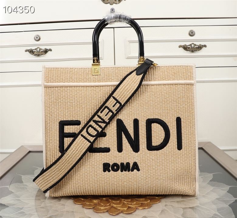 [TOP] FENDI Braid Sunshine Tote Bags 35CM/41CM - Beige
