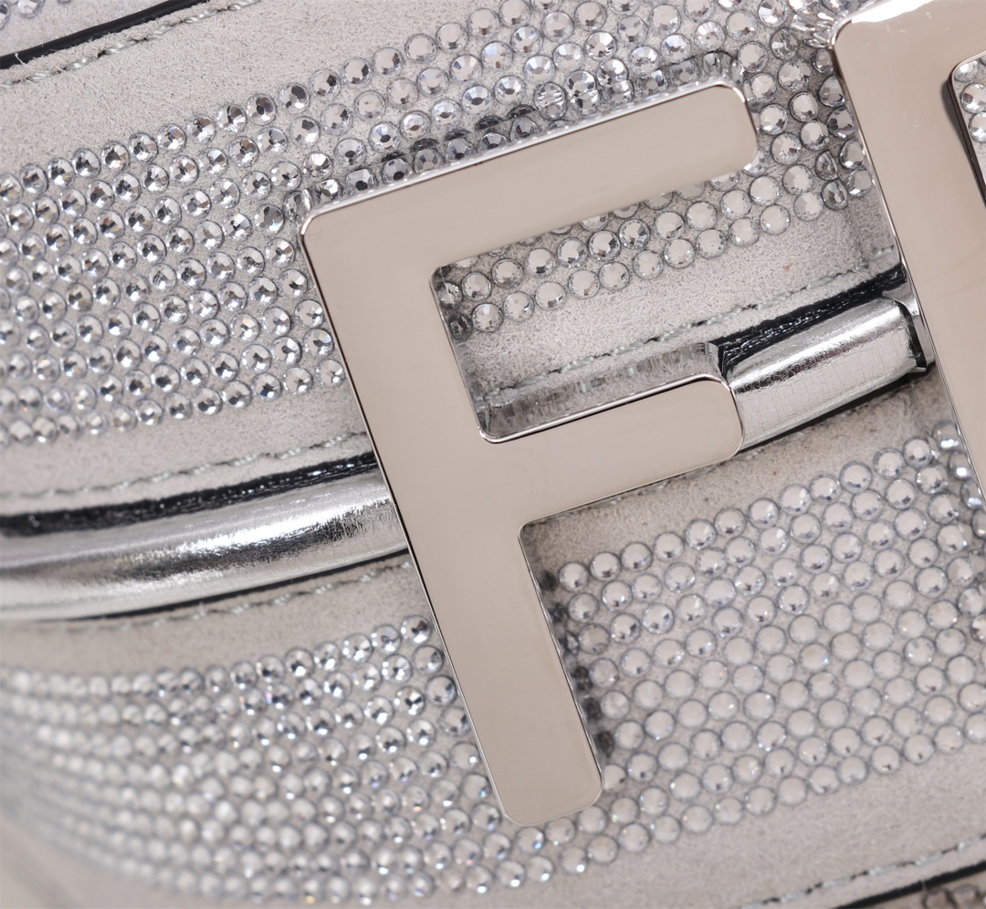 [TOP] FENDI Diamond Fendigraphy Bags - 20x7.5x13cm - Silvery&SHW