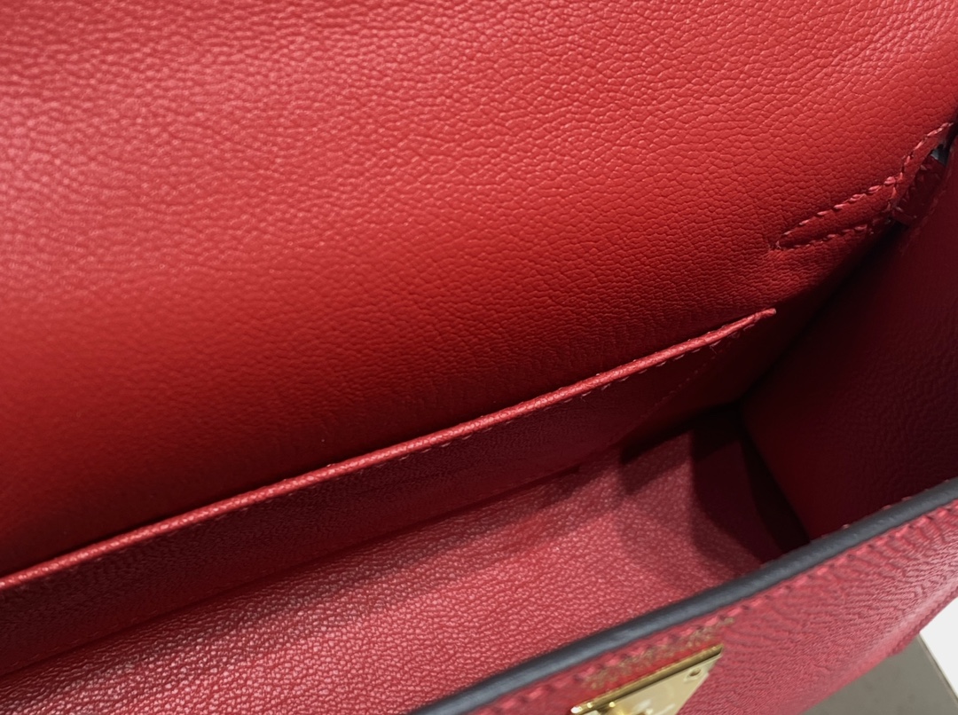 [TOP] HERMES Epsom Kelly Mini 19 CM - National Flag Red & GHW