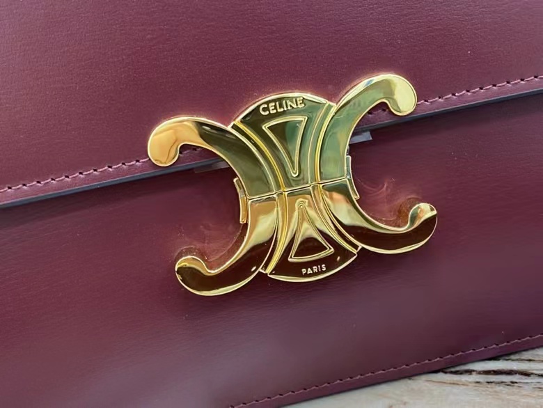 [TOP] CELINE Triomphe Shoulder Bag 22-16-6 cm - Claret