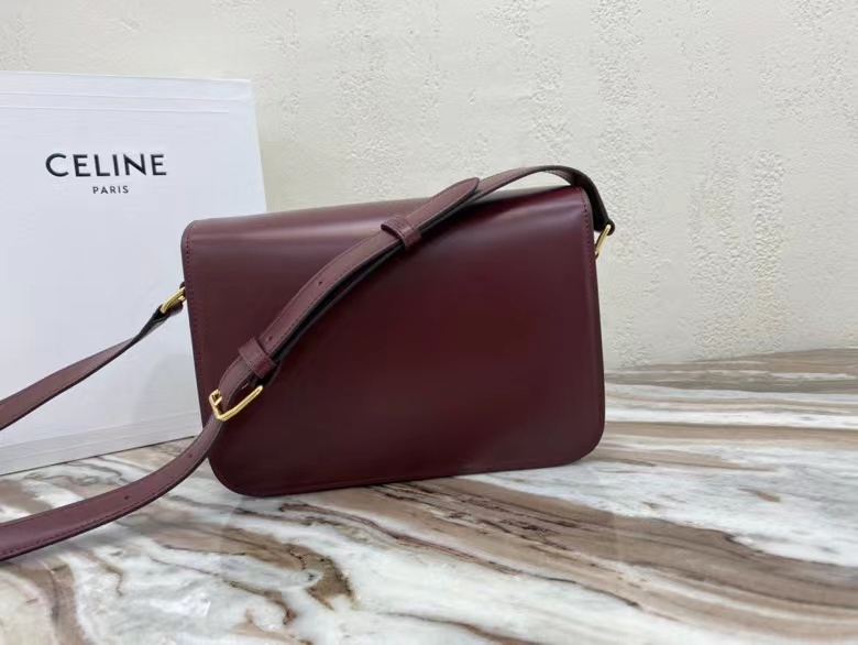 [TOP] CELINE Triomphe Shoulder Bag 22-16-6 cm - Claret