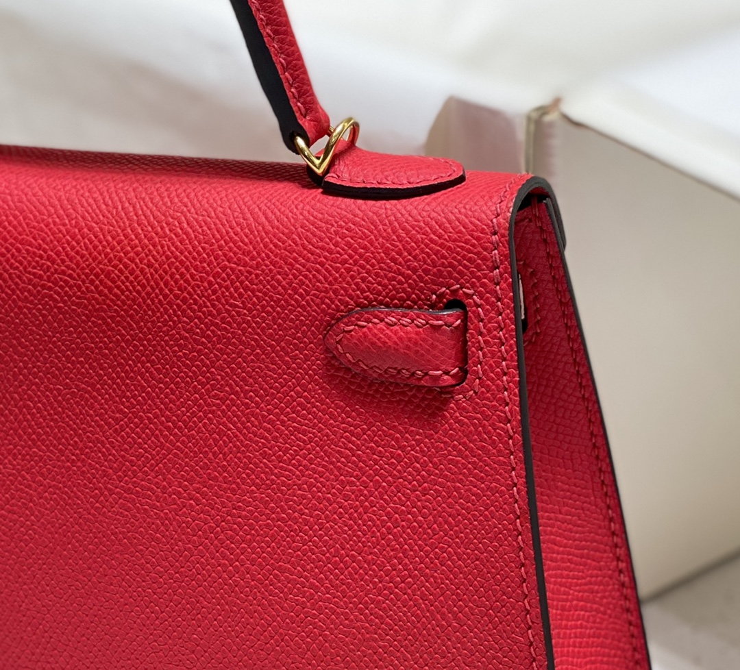 [TOP] HERMES Epsom Kelly Mini 19 CM - National Flag Red & GHW