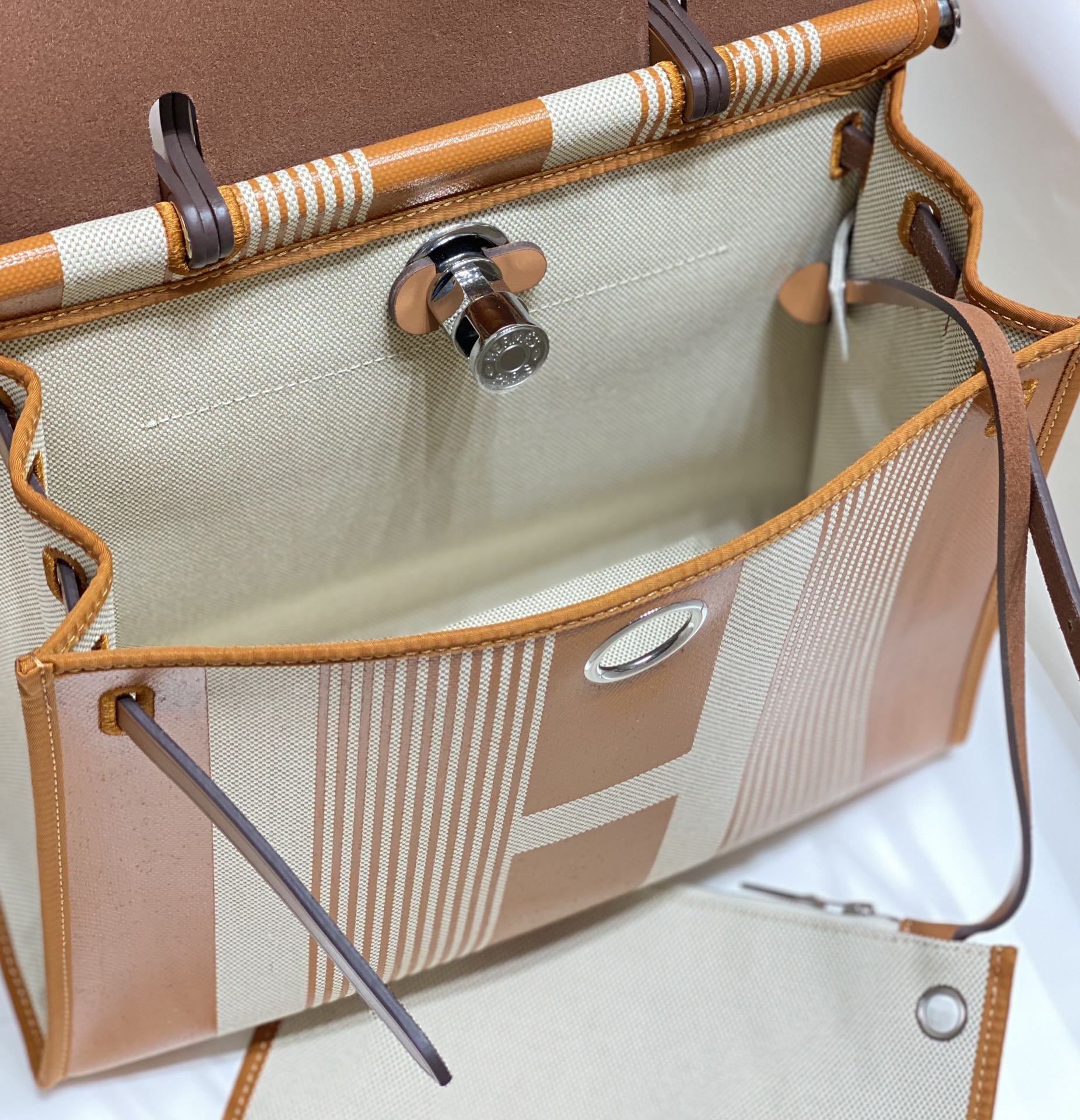 [TOP] HERMES Herbag Zip Handbag 31cm - Brown&SHW