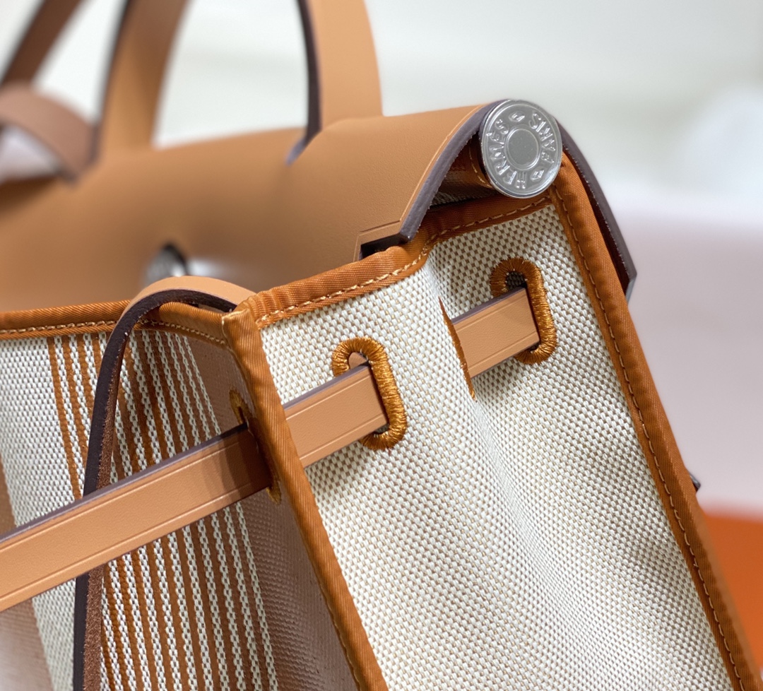 [TOP] HERMES Herbag Zip Handbag 31cm - Brown&SHW