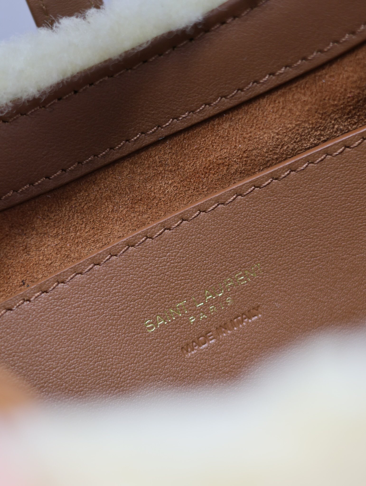 [TOP] Yves Saint Laurent YSL Lamb's Wool Small Le 5A7 Bag 19×11.5×4.5cm - Beige&GHW