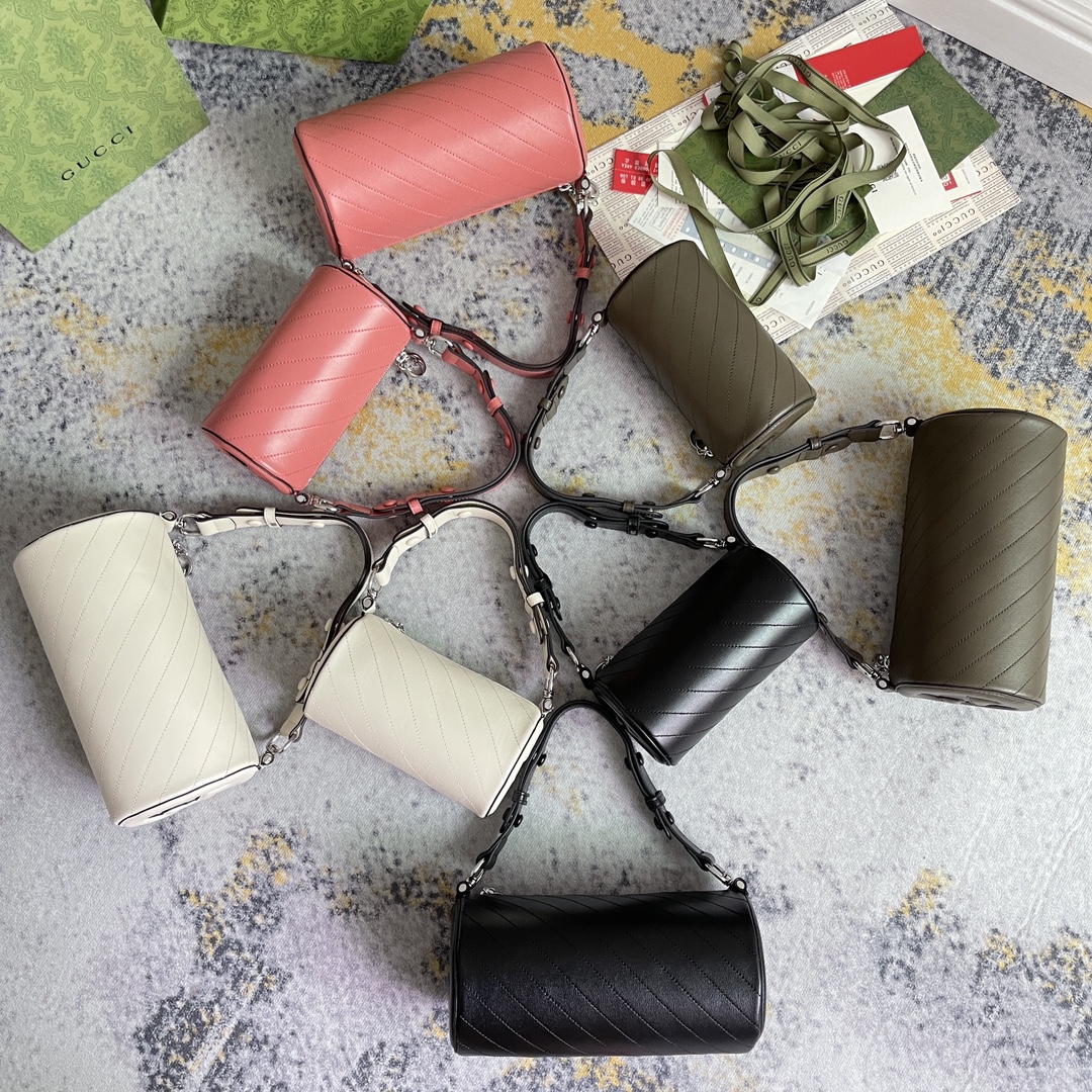 [TOP] GUCCI Cowhide Cylindrical Bag - 18.5X10X10CM/25X13X12CM - 4 Colors