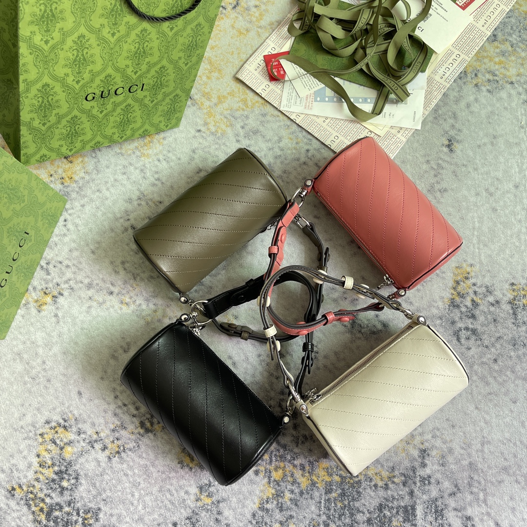 [TOP] GUCCI Cowhide Cylindrical Bag - 18.5X10X10CM/25X13X12CM - 4 Colors