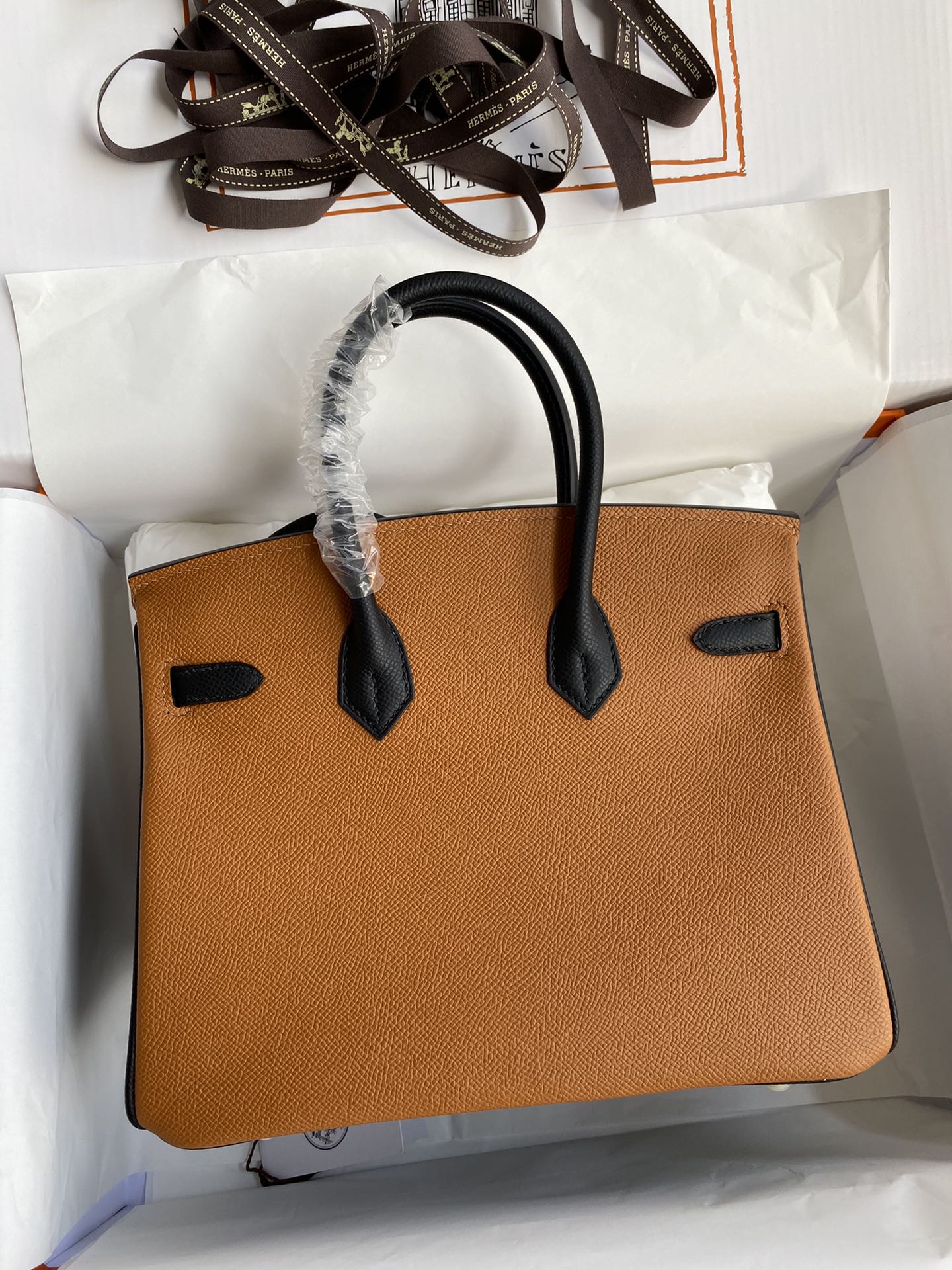 [TOP] HERMES Epsom Leather Birkin Bag 25cm - Golden Brown&GHW
