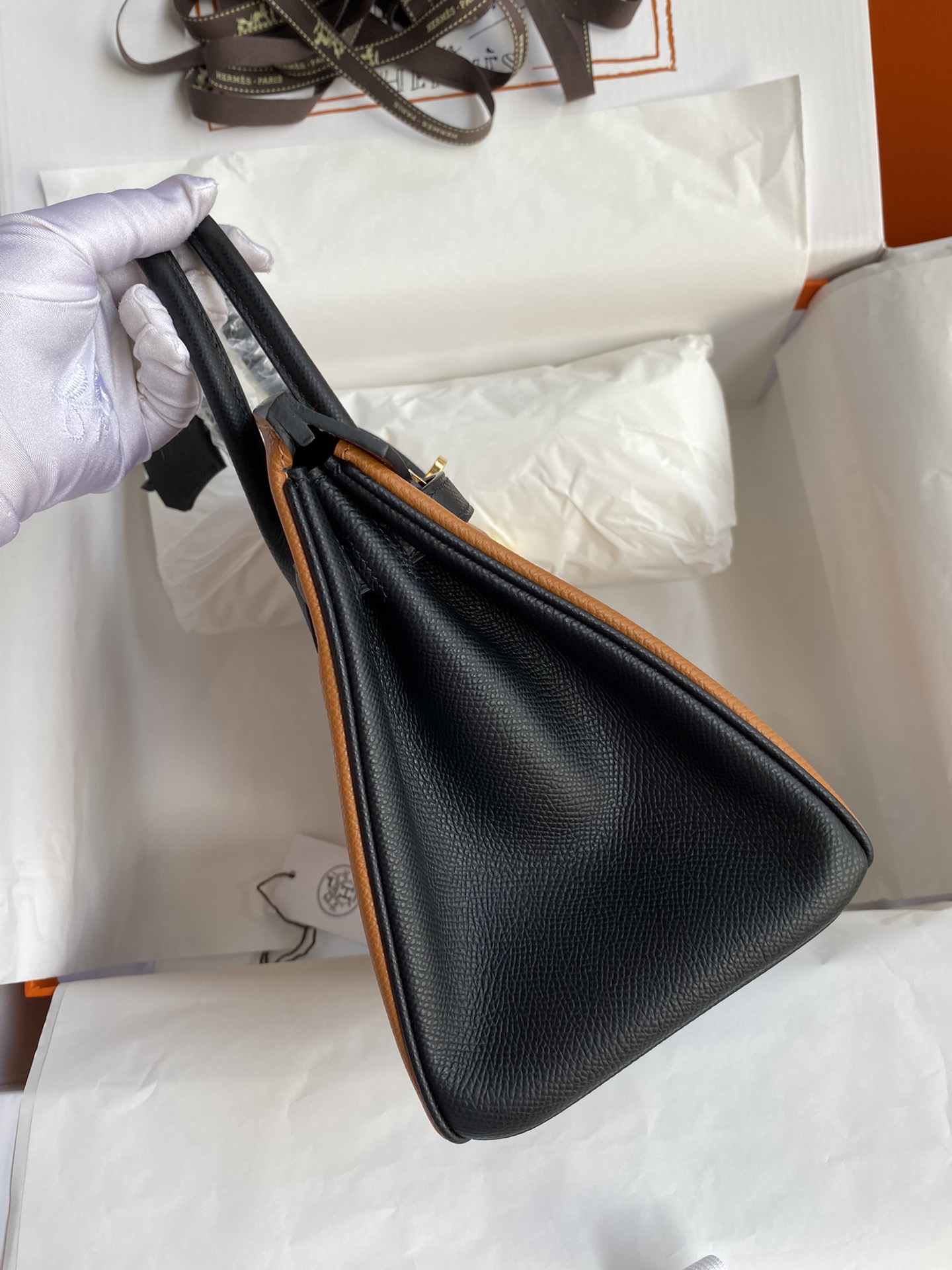 [TOP] HERMES Epsom Leather Birkin Bag 25cm - Golden Brown&GHW