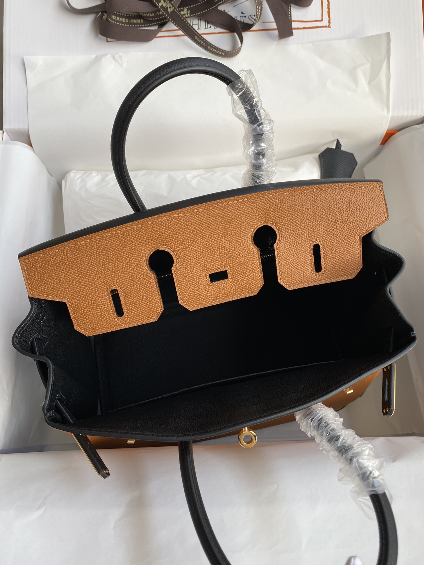 [TOP] HERMES Epsom Leather Birkin Bag 25cm - Golden Brown&GHW