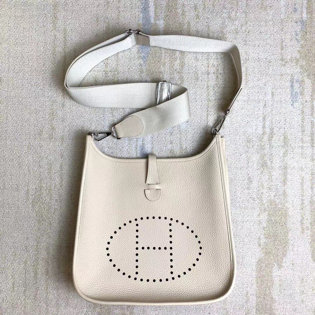 [TOP] HERMES Clemence Tc Leather Evelyne Bags 28cm - 10 Colors