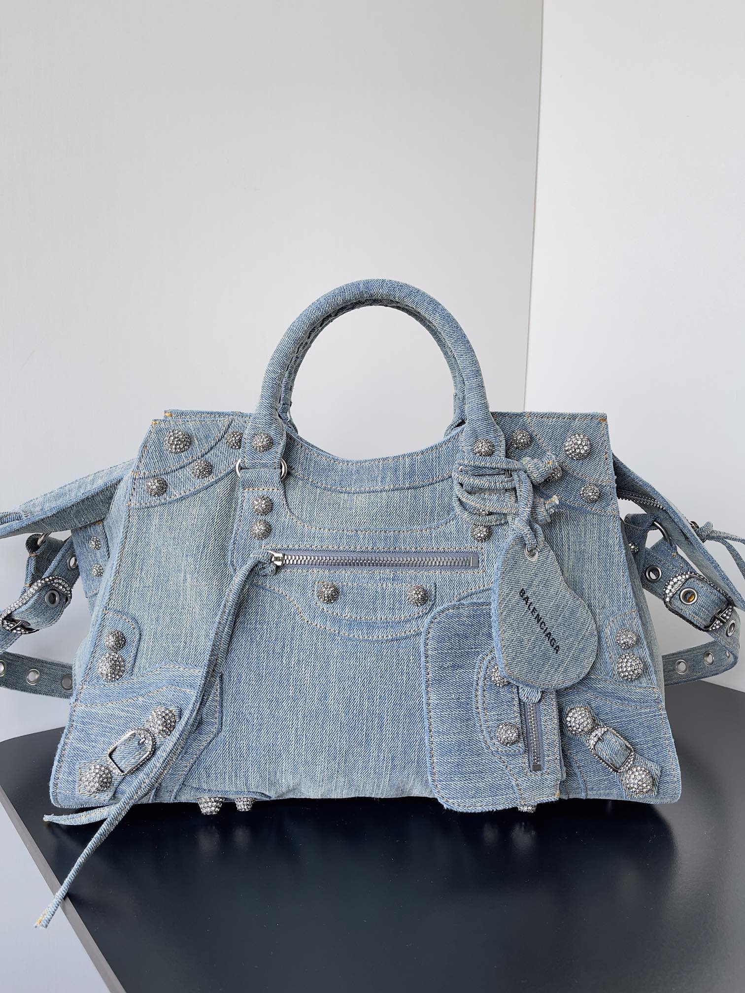 [TOP] BALENCIAGA Le Cagole Bag Motorcycle Bag Denim  39 CM - Denim