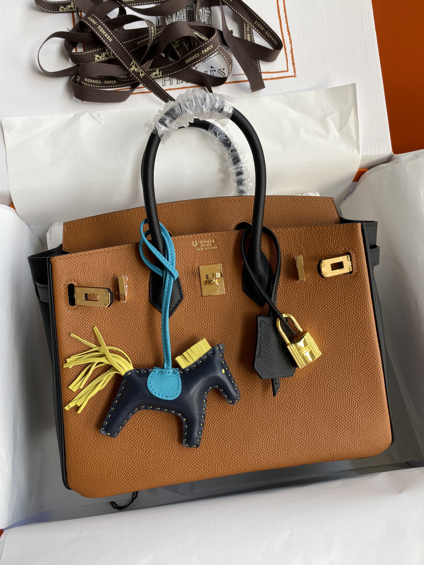 [TOP] HERMES Epsom Leather Birkin Bag 25cm - Golden Brown&GHW