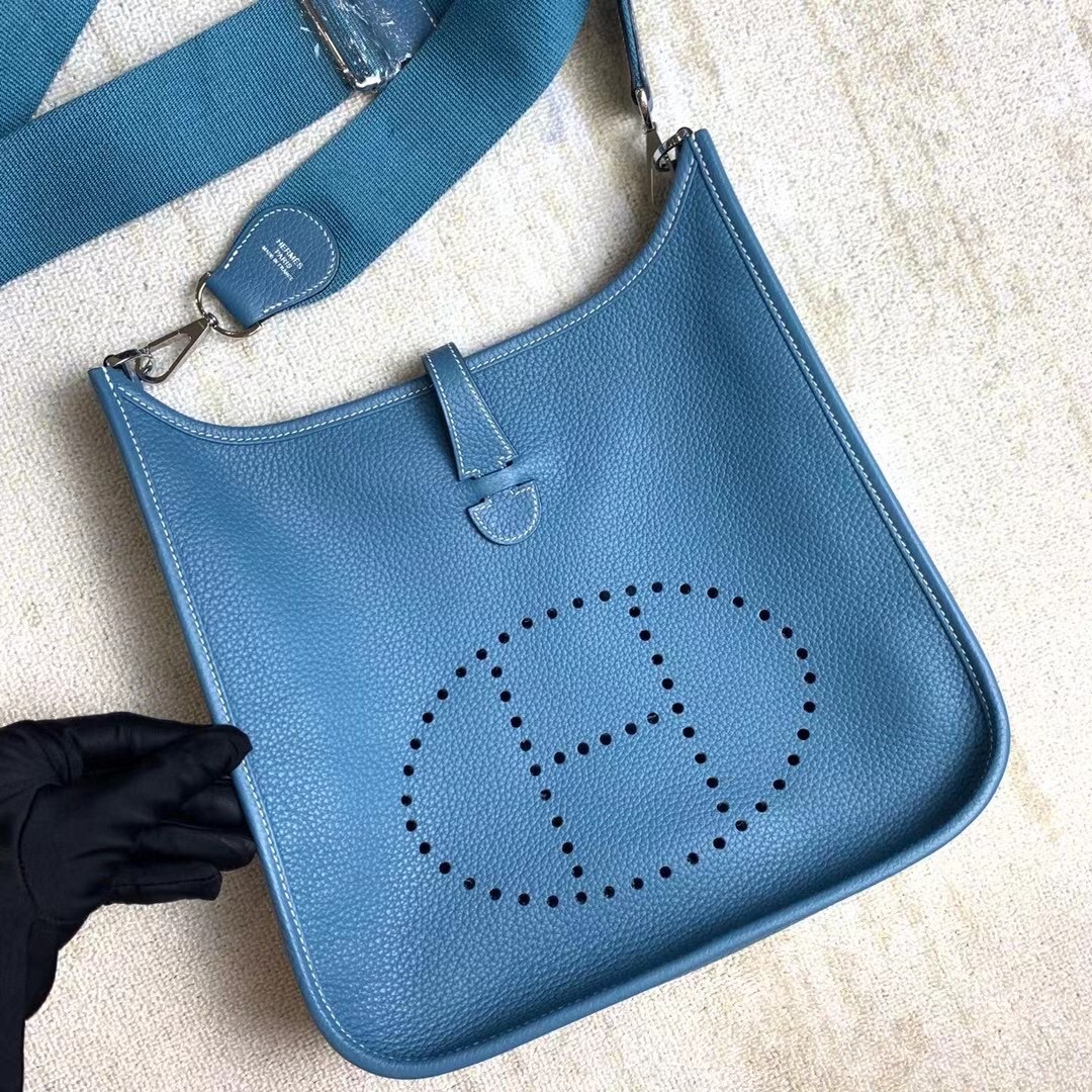 [TOP] HERMES Clemence Tc Leather Evelyne Bags 28cm - 10 Colors