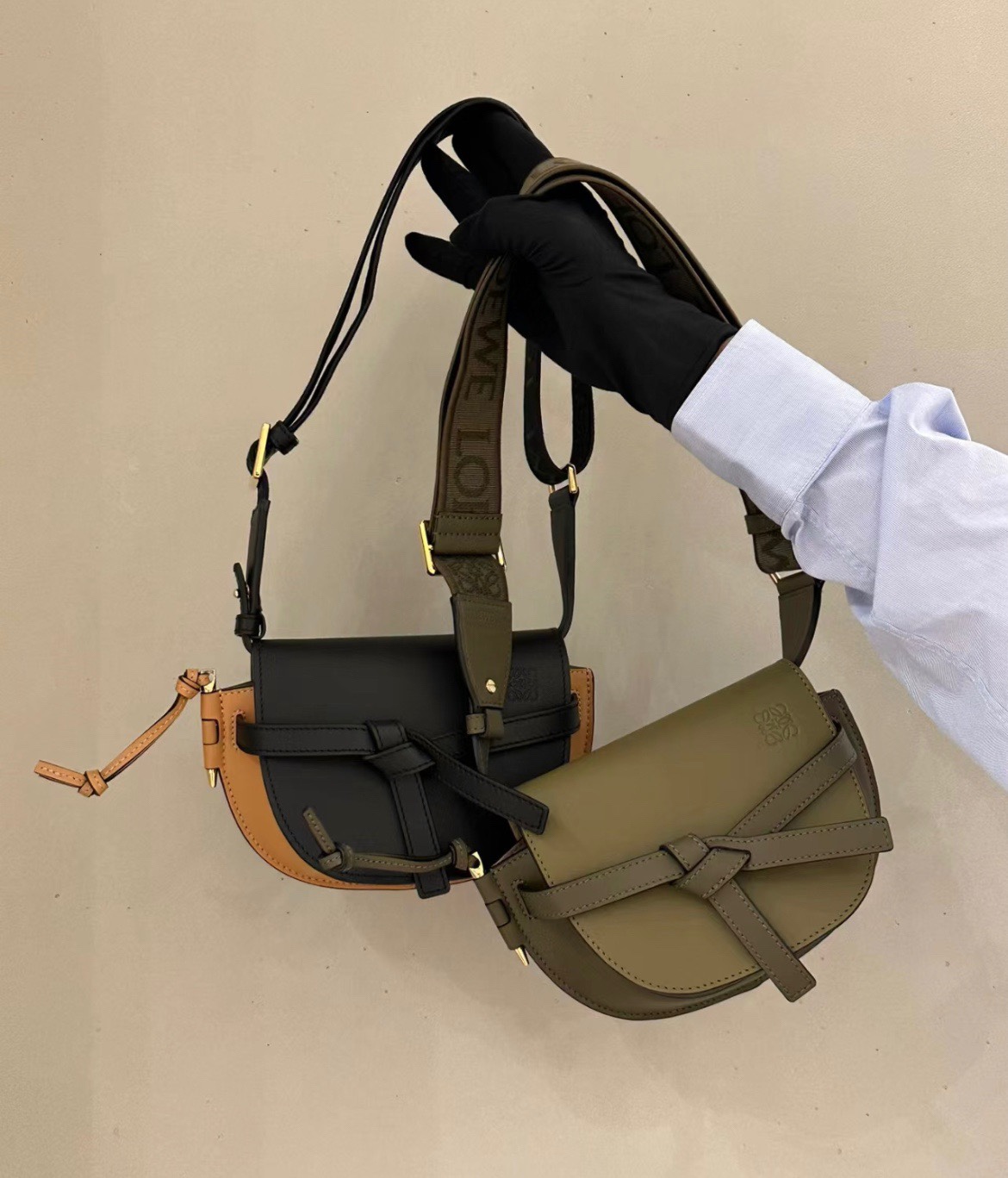 [TOP] LOEWE Gate Bag Cowhide Mini 21x12.5x9.5cm Contrasting Colors - 2 Color