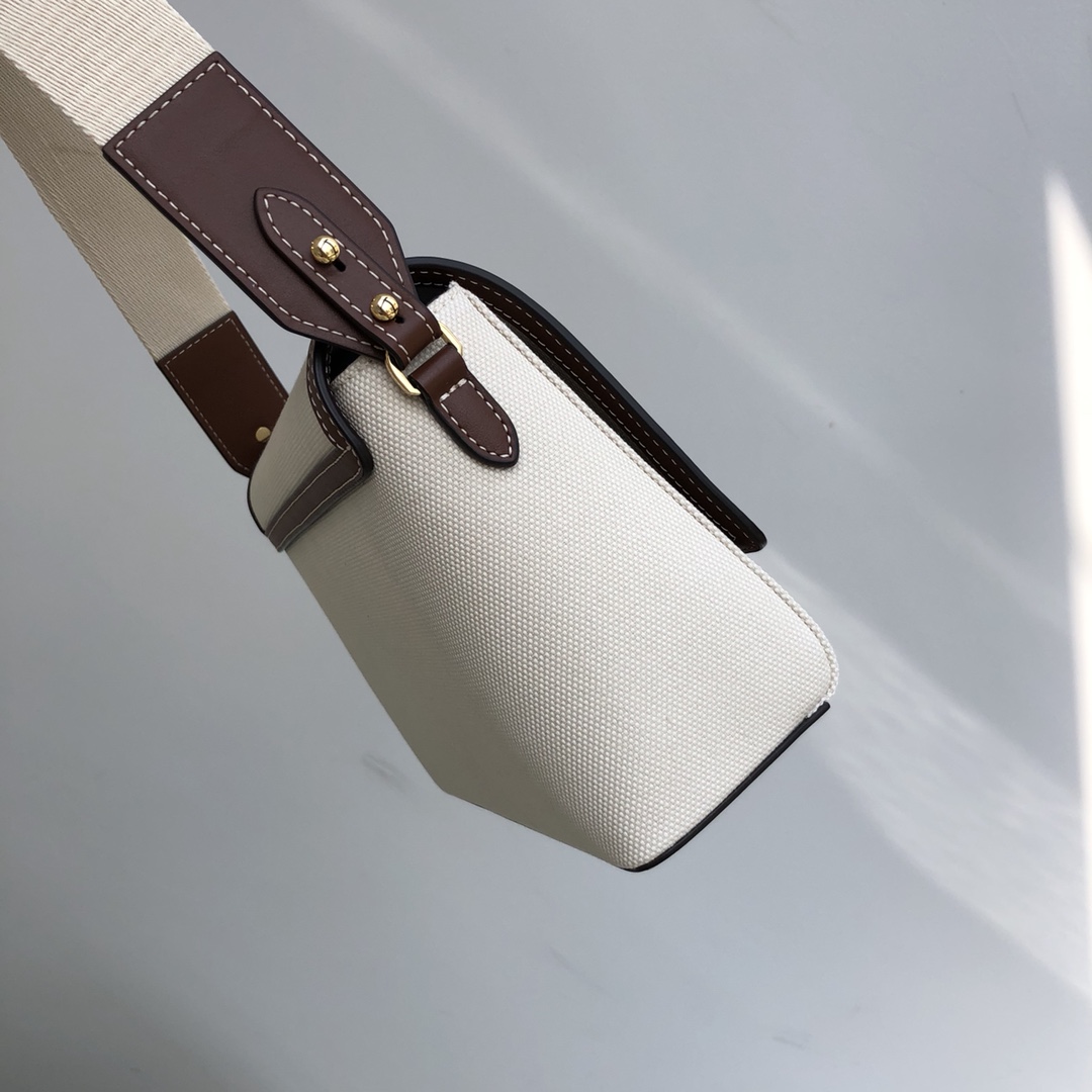 [TOP] BURBERRY Note Bag Canvas & Cowhide with Letters Logo 25 x 8.5 x 18cm - White