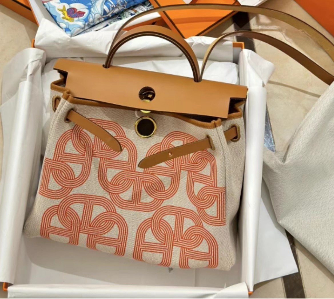 [TOP] HERMES Canvas And Cowhide Herbag Zip Handbag 31cm - 5 Colors&SHW