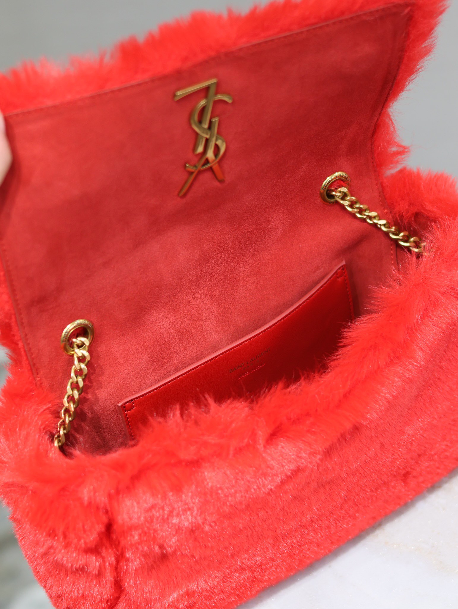 [TOP] Yves Saint Laurent YSL Kate Suede&Rabbit Fur Double-Sided Bag - 22×14×5cm - 3 Colors&GHW