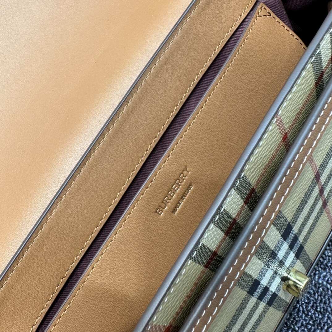 [TOP] BURBERRY Note Bag Classic Plaid 25 x 8.5 x 18cm - Beige