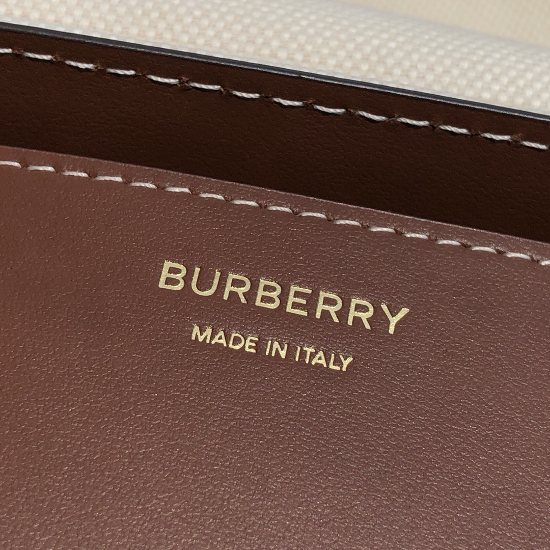 [TOP] BURBERRY Note Bag Canvas & Cowhide with Letters Logo 25 x 8.5 x 18cm - White