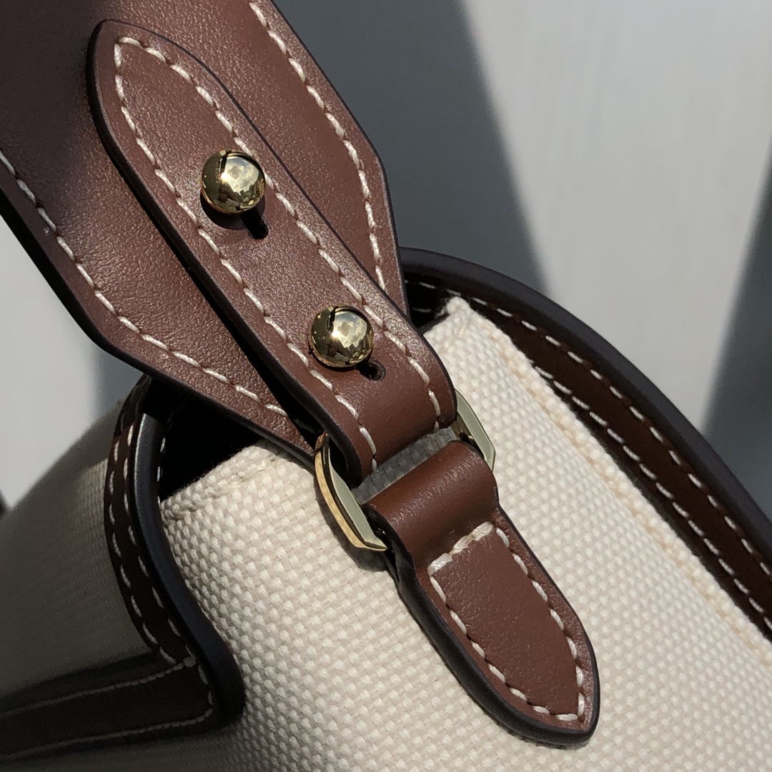 [TOP] BURBERRY Note Bag Canvas & Cowhide with Letters Logo 25 x 8.5 x 18cm - White