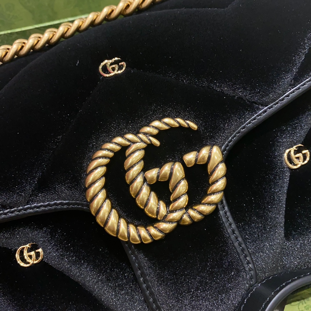 [TOP] GUCCI GG Velvet Marmont Bag - 22cm/26cm - Black