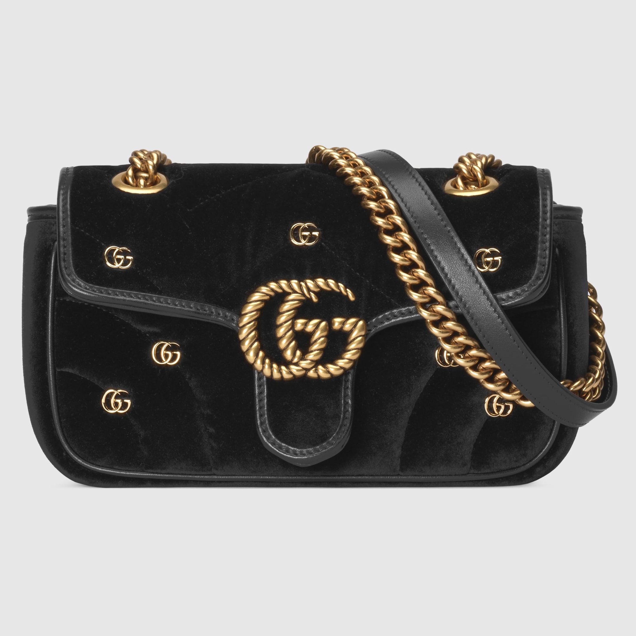 [TOP] GUCCI GG Velvet Marmont Bag - 22cm/26cm - Black