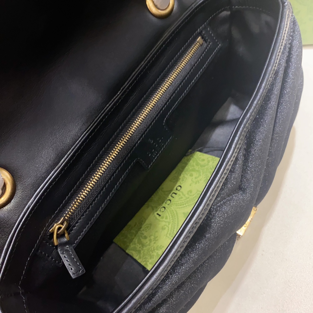 [TOP] GUCCI GG Velvet Marmont Bag - 22cm/26cm - Black