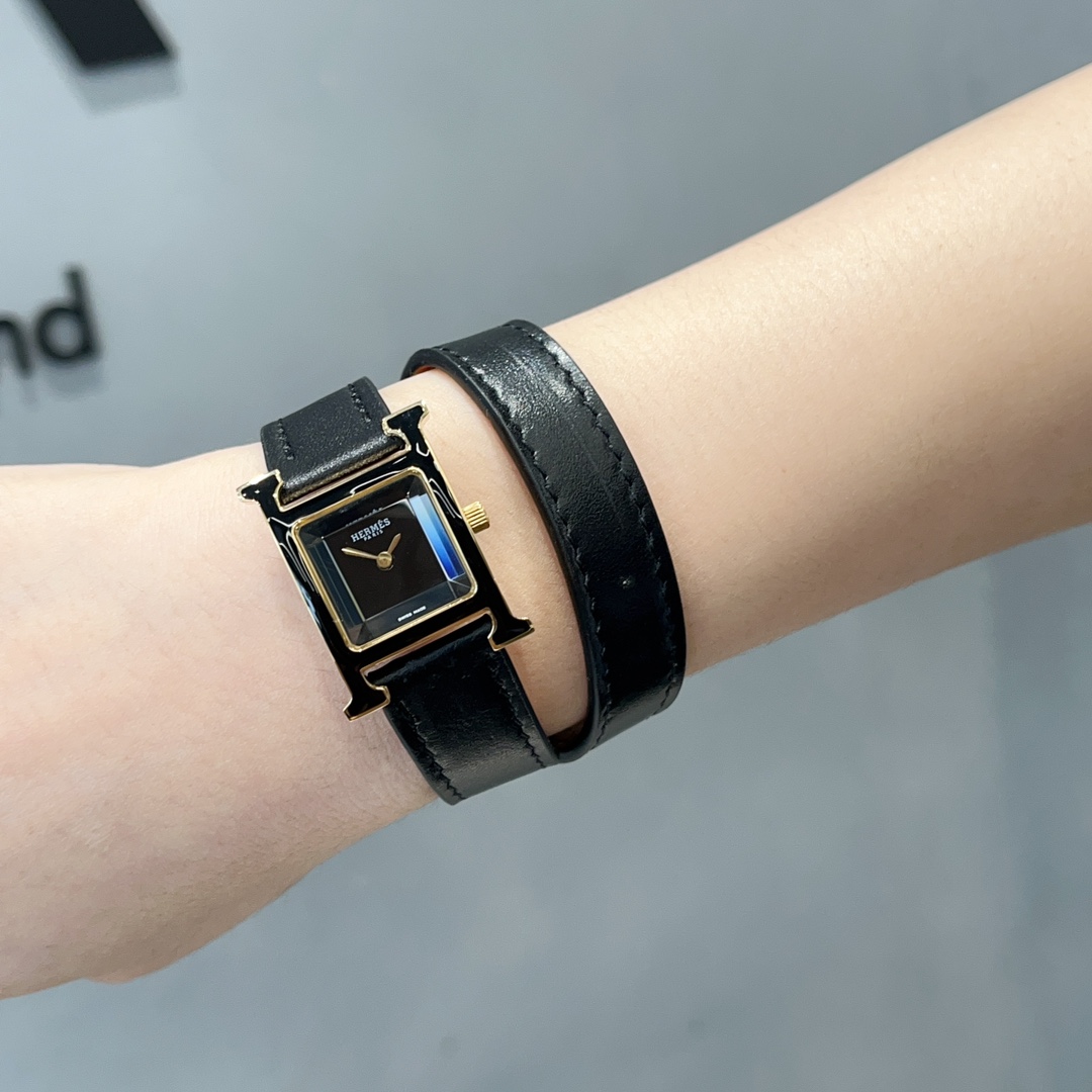 [TOP] HERMES H Series Enamel Ring 21mm - Black