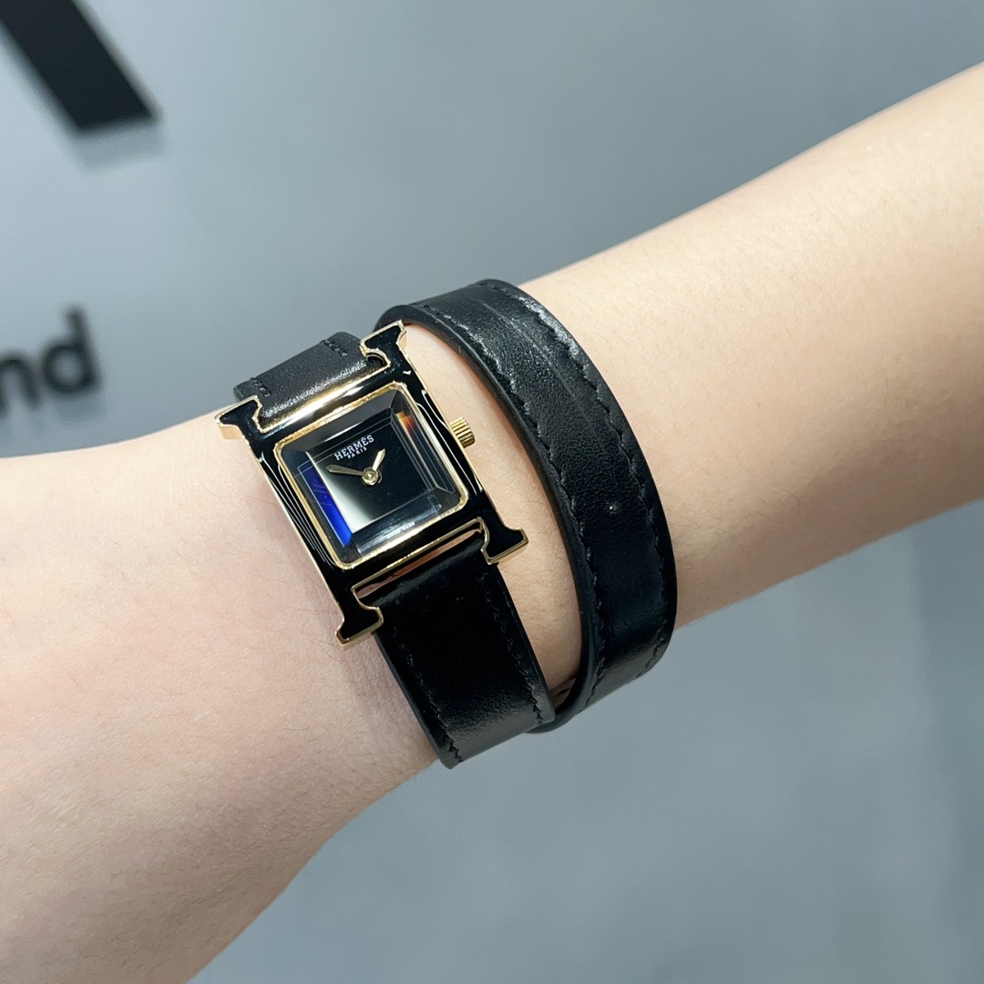 [TOP] HERMES H Series Enamel Ring 21mm - Black