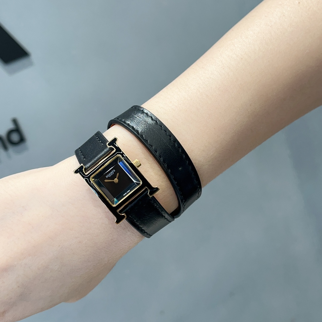 [TOP] HERMES H Series Enamel Ring 21mm - Black