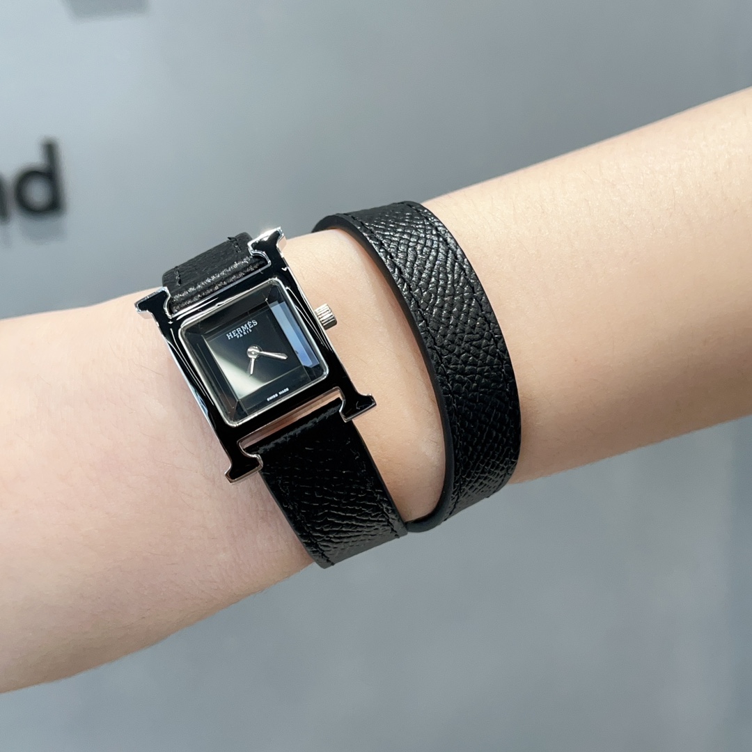 [TOP] HERMES H Series Enamel Ring 21mm - Black