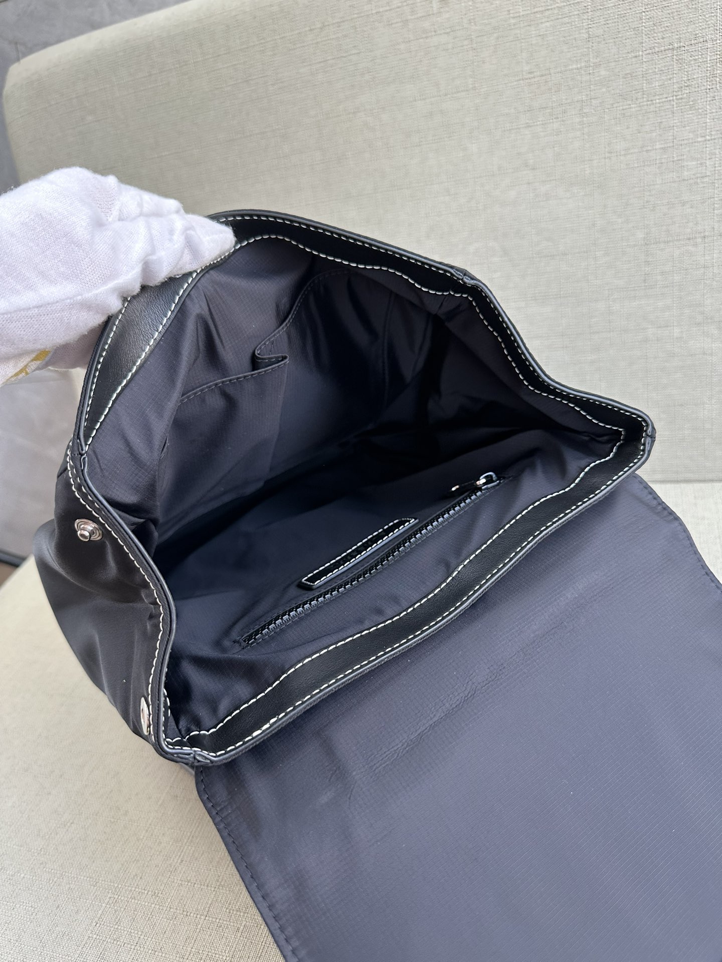 [TOP] BURBERRY Backpack Checkered and Cowhide 24x31x10cm - Black