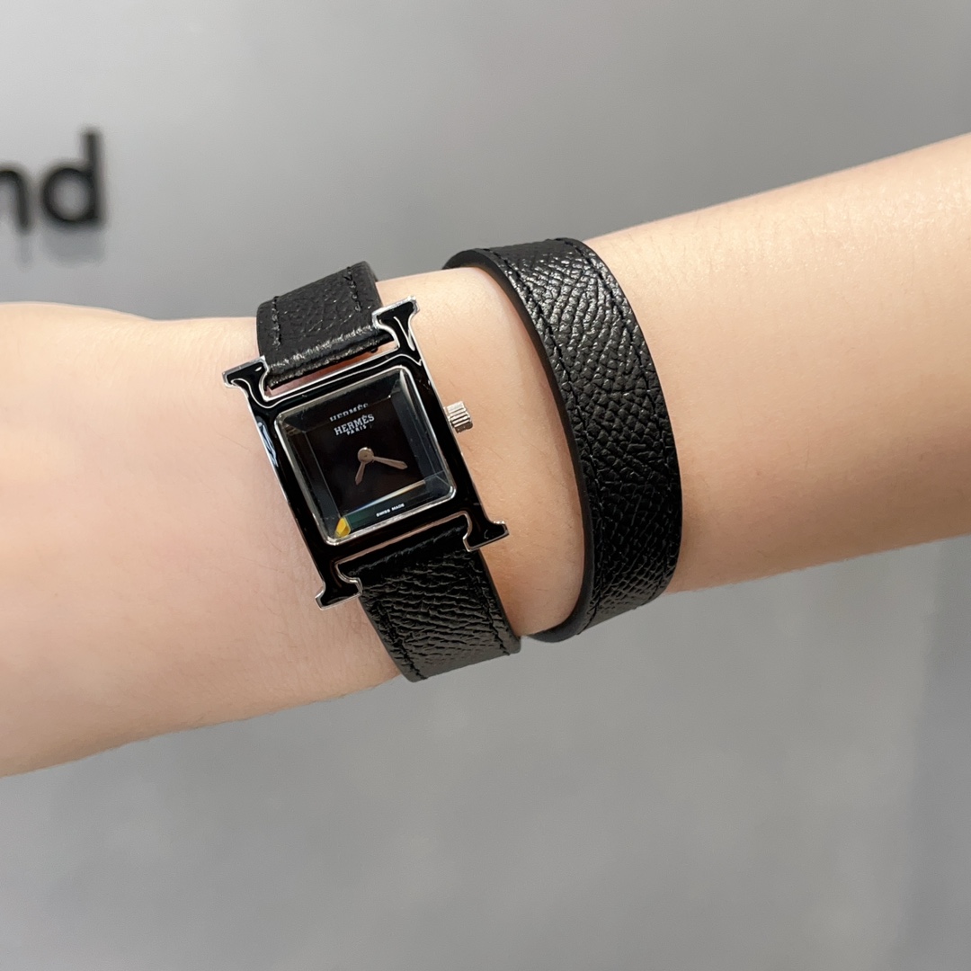 [TOP] HERMES H Series Enamel Ring 21mm - Black