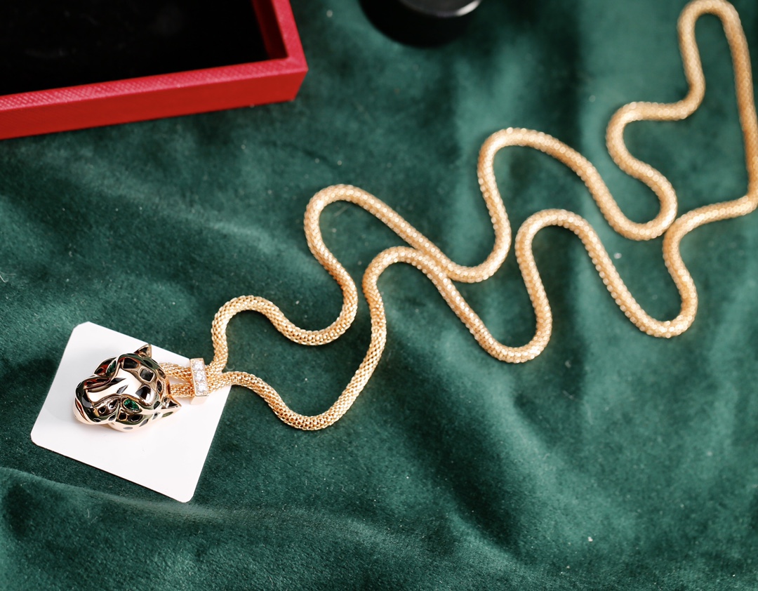 [TOP] Cartier Leopard Head Necklace - Gold