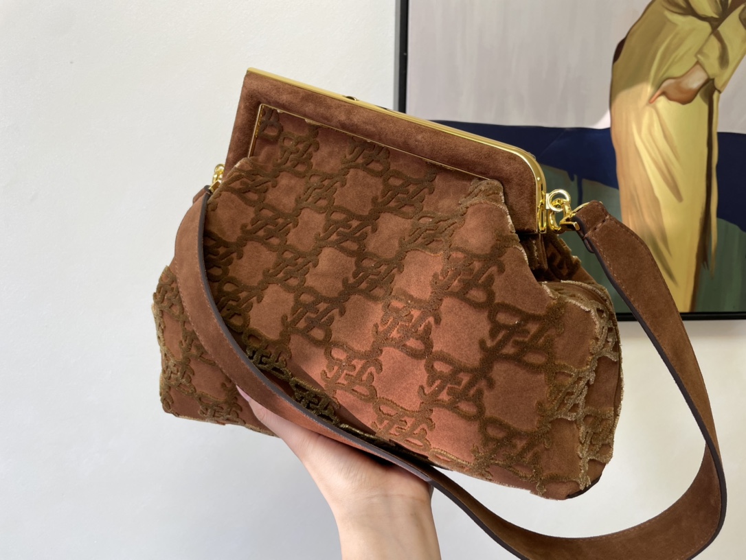 [TOP] FENDI Brown Nappa Leather Material First Bag - Two Sizes