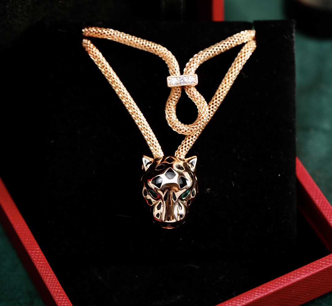 [TOP] Cartier Leopard Head Necklace - Gold