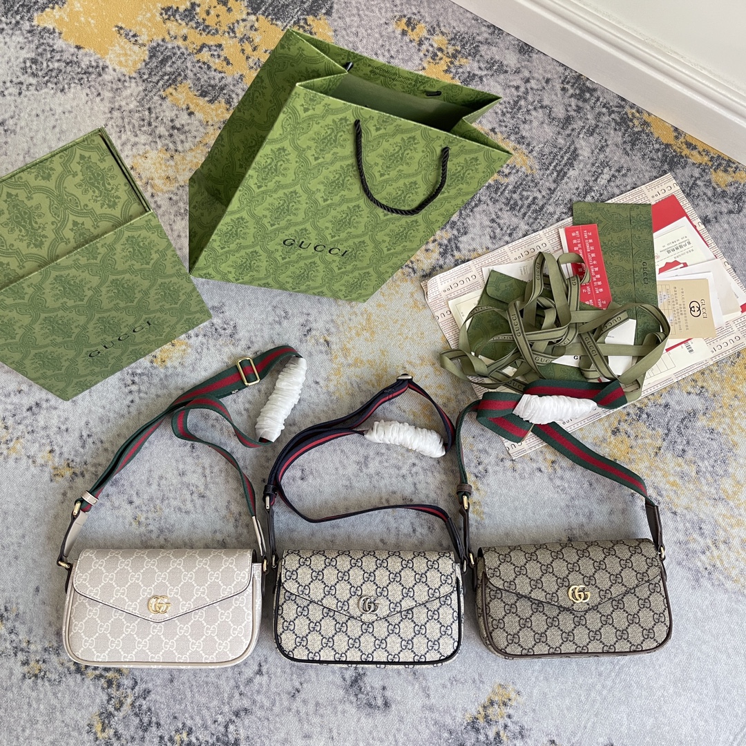 [TOP] GUCCI Leather Crossbody Bag 22X13X4CM - 3 Colors