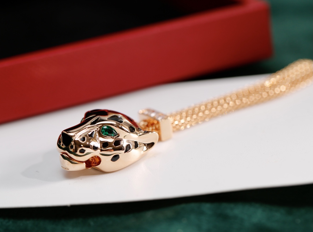 [TOP] Cartier Leopard Head Necklace - Gold