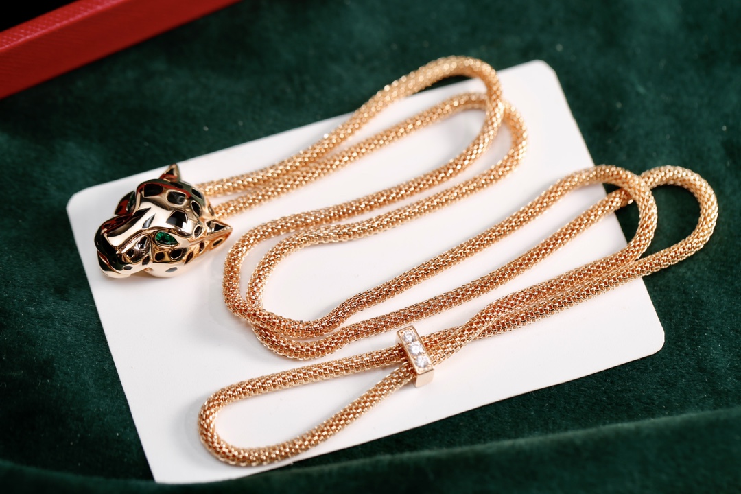 [TOP] Cartier Leopard Head Necklace - Gold