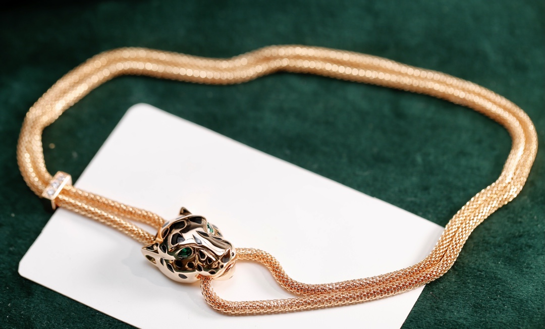 [TOP] Cartier Leopard Head Necklace - Gold