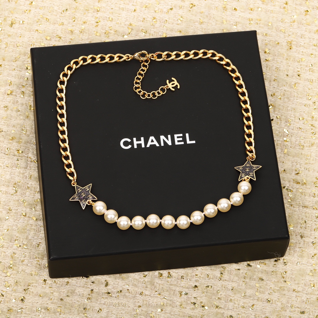 [TOP] CHANEL Pearl Starry Sky Five-pointed Star Choker