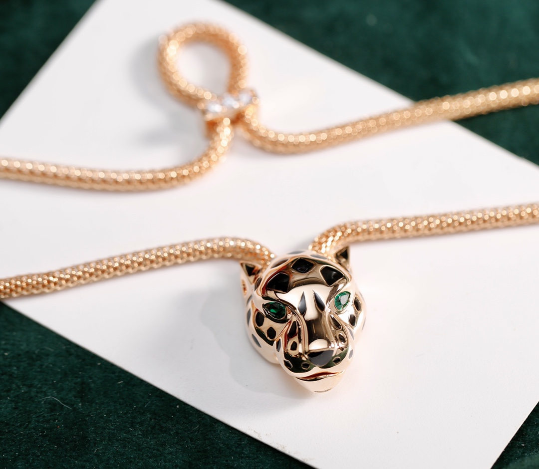 [TOP] Cartier Leopard Head Necklace - Gold